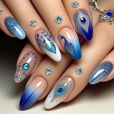 Peacock Nail Art, Fall Nail Art Ideas, Quick Nail Art, Fall Nail Art Designs, Nail Art Techniques, Beauty Nails Design