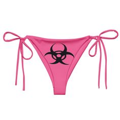 Check out our Biohazard Collection here: https://www.etsy.com/shop/GDSLabel?ref=seller-platform-mcnav&search_query=biohazard Complete your daring look with our Biohazard String Bikini Bottom, a perfect match for those who dare to defy the ordinary. With its striking rose pink and black color combination and iconic biohazard symbol, this bikini bottom encapsulates a blend of Y2K vibes and gothic glamour. Whether you're gearing up for a rave, lounging by the pool, or hitting the beach, this piece Gothic Glamour, Black Color Combination, Adidas Shoes Women, Y2k Vibes