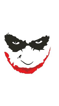 the joker face is painted red and black