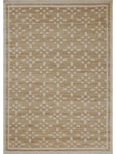 a beige and white rug with squares on it