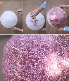 the instructions for how to make a paper ball with glitter on it are shown in this screenshot