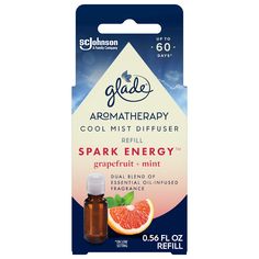 PRICES MAY VARY. Energize the mood with Spark Energy in the air and feel the dual blend of North American Grapefruit and American Peppermint; melt stress away with this scented oil diffuser refill and enjoy the moment This refill works with the Glade Cool Mist aroma diffuser and matches your mood, as the easy-to-use controls let you choose 3 fragrance intensities (low, medium or high) and 6 light settings The aromatherapy diffuser for these refills comes with a USB cable included that fits all U Home Diffuser, Neutrogena Makeup Remover, Scented Oil Diffuser, Air Freshener Refill, Mist Diffuser, Home Air Fresheners, Neutrogena Makeup, Scent Diffuser, Aromatherapy Diffuser