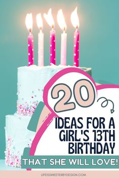 These gift ideas for a girl's 13th birthday will make it extra special for her. #13th #birthdaygifts Thirteen Birthday Ideas, Birthday Ideas For 13 Year Girl, 13 Party Ideas For Girls 13th Birthday, 13th Birthday Party Themes For Girls 13, 13 Yrs Old Girl Birthday Party Ideas, 13th Birthday Slumber Party Ideas, Birthday Ideas For 13th Girl, 13th Birthday Gifts For Girls Ideas, 13 Year Girl Birthday Gifts