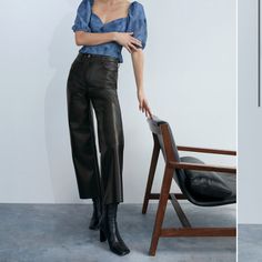 Wilfred Melina Wide Leg Pant Size 6. Brand New Without Tags. Never Worn Leather Pants Style, Vegan Leather Pants, Viral On Tiktok, Aritzia Pants, Ankle Leggings, Wide Leg Pant, Menswear Inspired, Cropped Pants, Fashion Pants