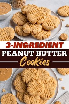 three ingredient peanut butter cookies on white plates