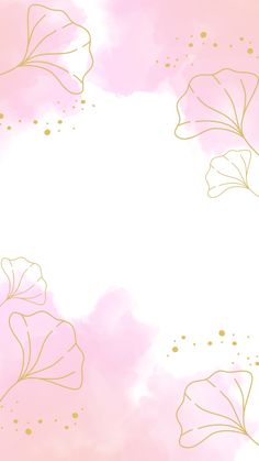 pink and gold watercolor background with leaves