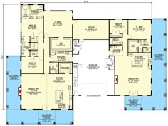 the floor plan for an apartment building with two levels and three bedroom, one story