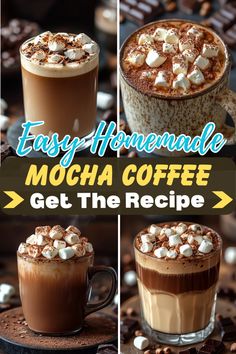 easy homemade mocha coffee with marshmallows on top and in the middle