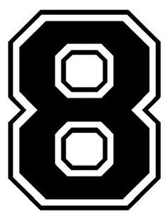 the number eight is shown in black and white