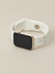 This silicone smart watch band is the perfect way to elevate your everyday accessory game. The blue bows help elevate this piece to match perfectly with any outfit. Preppy Watch Bands, Wache Design, Cute Watch Bands, Apple Accessories Aesthetic, Girly Apple Watch Bands, Preppy Apple Watch Bands, Smart Watches, Cite Watch Band, Trendy Stuff