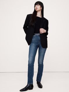 This classic jean is made from a mix of new and recycled cotton and woven into a 4-way stretch denim that's specially washed for exceptional softness Slim Fit: High rise (10. 75").  Skinny from hip to knee, slim leg.  Ankle length.  Sustainability: Made in a soft stretch denim that uses a blend of new and recycled cotton, and recycled polyester.  Zip fly with button closure.  Belt loops.  Five-pocket styling.  Slim Fit: High rise (10. 75").  Skinny from hip to knee, slim leg.  Ankle length.  Ank Petite Shorts, Classic Jeans, Slim Leg, Bottom Clothes, Slim Jeans, Slim Legs, Recycled Cotton, Ankle Length, Stretch Denim