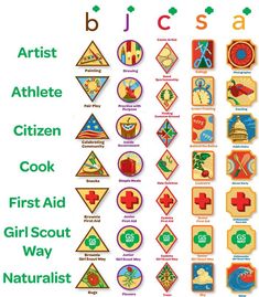 an image of different badges and emblems for children's scout scouts on a white background