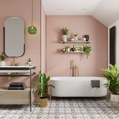 Large Shower Tile, Pink And Black Bathroom, Small Half Bathroom, Bathroom Paneling, Bathroom Planner, Bathroom Wall Panels, Bad Inspiration, Downstairs Toilet, Tile Panels