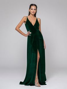 This gorgeous long velvet dress for a wedding has a deep v-neckline and detailed front split. The stretch velvet fabric will add warmth to winter wedding parties. The wrap style is extremely forgiving and looks great on all body types. 

Velvet

V Neckline
Spaghetti Strap

V Back
With Padding
Winter bridesmaid dress, wedding guest dress, anniversary dress. Elegant V-neck Velvet Wedding Dress, Glamorous Velvet V-neck Dress, Velvet V-neck Dress For Wedding, Velvet V-neck Wedding Dress, Velvet V-neck Evening Dress For Gala, Velvet V-neck Evening Dress For Prom, Elegant Velvet V-neck Evening Dress, Elegant Velvet V-neck Dress For Prom, Elegant Velvet V-neck Prom Dress