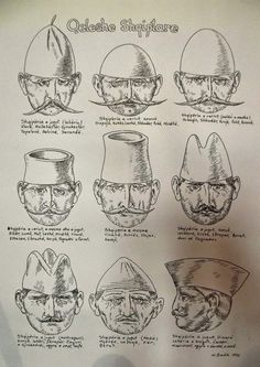 an old book with different types of hats on it's pages and instructions to make them look like they are wearing glasses