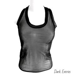 Black tank top, made of sheer fabric. Tailored creation entirely handmade. Womens Tank Tops, Black Tank Top, Sheer Fabric, Dark Fashion, Black Tank, Goth Fashion, Sheer Fabrics, Gothic Fashion