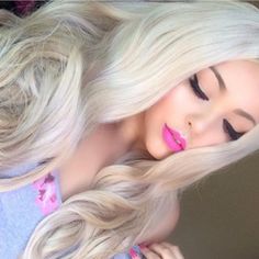 24” Blonde Body Wavy Lace Front Wig *New Arrives New Human Synthetic Lace Front Wig. Color : Pale Light Blonde Color 150% Density You Can Cut , Curl , And Style This Wig Heat Resistant Up To 315f 22.5 In Circumference Hand Tied - Check My 5 Star Reviews You Could Cut The Front Lace To Blend As Your Own Hairline I Do Not Trade My Wigs Bundle With The Got2b Ultra Gel Or Ghost Bond To Save 10% Off $$$ Beautiful Teeth, Wig Color, White Blonde, Lingerie Outfits, Light Blonde, Synthetic Lace Front Wigs, Blonde Color, Elegant Hairstyles, Lace Front Wig