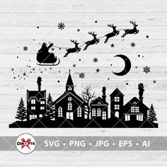 santa's sleigh over the city svg file