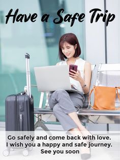 a woman sitting in an airport with her laptop and cell phone