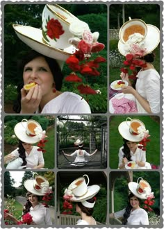 Crazy Tea Party Hats, Creative Hats Diy, Hat Contest Ideas, Tea Cup Costume, Tea Party Hats Diy, Teacup Costume, Crazy Hat Day Ideas For Adults, Diy Crazy Hat, Crazy Hat Party