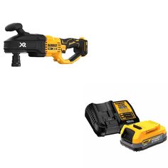 two different types of power tools are shown in this image, one is yellow and the other is black