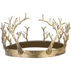 Cement your place on the throne! This Crown of Branches adds the finishing touch to any royal costume. The gold crown features highly detailed branches that reach up and encircle your head. The gold color adds an extra element of regality. This crown will pair with any of your kingly or queenly costumes. Place the gold crown on your head and survey your kingdom! pbCrown of Branches product details:-b-pulli9in diameter x 5in tall-liliOne size fits most teens and adults-li-ulpIntended for adult us Antler Crown, Princess Tiaras, Queen Crowns, Gold Halloween, King And Queen Crowns, Fantasy Crown, Royal Costume, Game Of Thrones Party, Medieval Party