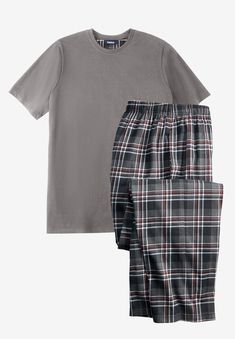 <div>KingSize takes comfort seriously and this jersey knit plaid pajama set plays no games. This set is made up of a short-sleeve t-shirt and open bottom</div> Knit Plaid, Plaid Pajama, Mens Pajamas Set, Plaid Pajamas, Big And Tall Outfits, Swimsuits For All, Loungewear Sets, Mens Pajamas, Pajama Shirt