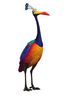 a colorful bird with a long neck standing on one leg and looking to the side