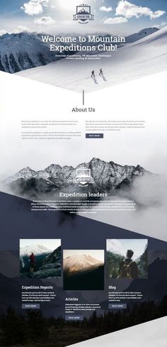 an image of a web page with mountains in the background and people on skis