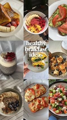 a collage of healthy breakfast ideas