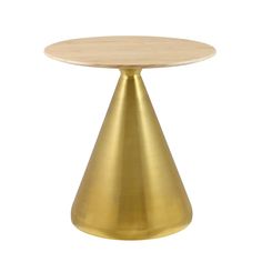 a round table with a wooden top on an isolated white background in the shape of a cone