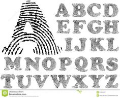 fingerprint font and numbers with the letters