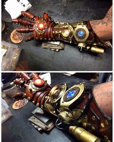 Steampunk Gauntlet Bracer Glove - Etsy Steampunk Gauntlets, Steampunk Ironman, Steampunk Gauntlet, Steampunk Iron Man, Fantasy Blade, Leather Watch Cuff, Steampunk Gadgets, Steampunk Items, Gauntlet Gloves