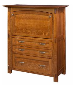 a wooden dresser with three drawers on one side and an open drawer on the other