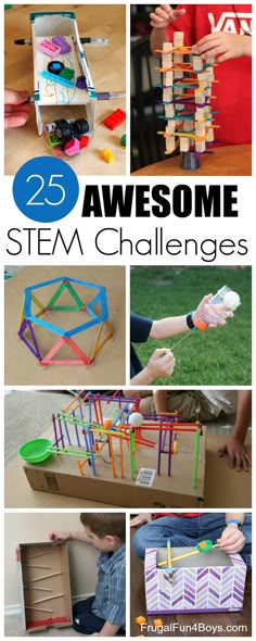 Looking for STEM projects and challenges for kids?  Building and engineering projects are awesome for developing thinking skills and encouraging the ability to design and create.  The tough part, though, is that teachers often have to purchase the materials at their own expense.  At home, we don’t need to supply enough materials for a class, … Inexpensive Team Building Ideas, Steam Club Activities, Challenges For Kids, Engineering Challenges, Kids Building, Stem Ideas, Teaching Stem