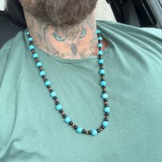 Turquoise & Black Onyx Gemstone Choker Copper Hematite Stone Layering Necklace, Men's and Women's Beaded Necklace, Unique Jewelry Gifts - Etsy