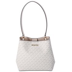 Gold-Tone Hardware 10.5”W X 8.75”H X 4.75”D Handle Drop: 11” Interior Details: Center Zip Pocket Lining: 100% Polyester Snap Fastening Lighting Logo, Bags Michael Kors, Light Cream, Signature Logo, Michael Kors Bag, Interior Details, Womens Tote Bags, Bucket Bag, Bags Handbags