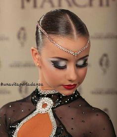 Ballroom Hair Competition, Ballroom Competition Makeup, Latin Ballroom Hairstyles, Dance Hair Piece, Dancesport Hair, Dance Competition Hair, Ballroom Dance Outfits