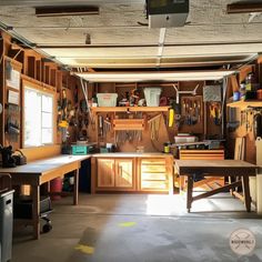 Garage turned into a woodworking space 3 Woodworking Space, Staging House, Small Sitting Area, Dust Collection System, Woodworking Shop Layout, Shop Vac, Shop Layout, Garage Workshop, Fire Extinguisher