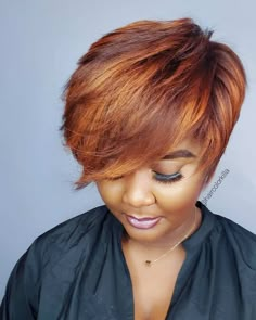 Short Auburn Hair, Short Copper Hair, Bright Copper Hair, Layered Pixie Cut, Red Hair Looks, Black Hair Short, Black Hair Short Cuts, Longer Pixie Haircut, Hair Short Cuts