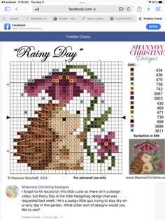 the cross stitch pattern is displayed on facebook