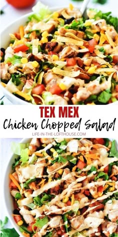 chicken chopped salad with lettuce and tomatoes