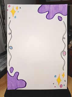 this is an image of a purple and white paper with stars in the corner on it