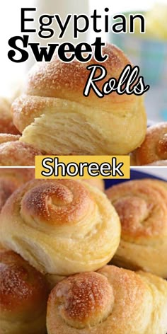 an image of egyptian sweet rolls with text overlay