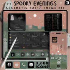 the spooky evenings aesthetic io7 theme kit includes 3, 600 icons