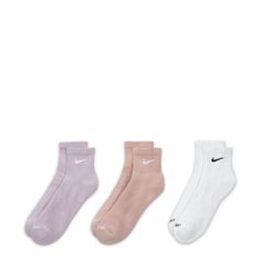 Elevate your workout experience with the Nike Everyday Plus Cushioned Socks. Crafted with precision by Nike, these socks are designed to enhance your comfort and performance. Engineered with advanced sweat-wicking technology and excellent breathability, it ensures your feet stay dry and cool even during the most intense workouts. With the Nike Everyday Plus Cushioned Socks, you'll have the extra edge you need to power through that extra set. Upgrade your athletic gear with these exceptional sock Nike Anti-odor Socks For Sports, White Sweat-resistant Workout Socks, Nike Anti-odor Sports Socks, Nike Breathable Training Socks, Comfortable Nike Sports Socks, Nike Sports Socks, White Go-dry Socks For Training, White Moisture-wicking Gym Socks, Pink Breathable Stretch Socks