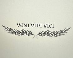 the word veni vidi vici written in black ink on a white background