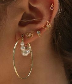 Pretty Ear Piercings, Cute Ear Piercings, Ear Piercing, Ear Rings, Large Earrings