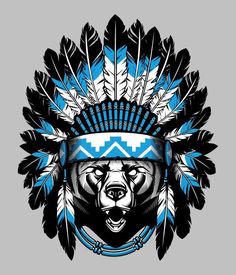 Grizzly Bear Tattoos, Indian Skull Tattoos, Native American Tattoo Designs, Bear Tattoo Designs, Native American Tattoo, Native American Tattoos, Native Tattoos, Native Artwork, Bear Artwork