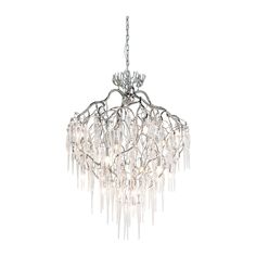 a crystal chandelier hanging from the ceiling